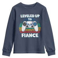 Leveled Up To Fiance Youth Sweatshirt Retro Newly Engaged Gifts For Him