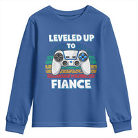 Leveled Up To Fiance Youth Sweatshirt Retro Newly Engaged Gifts For Him