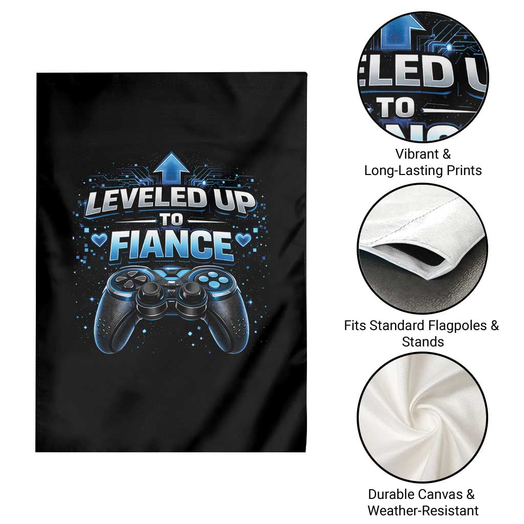 Leveled Up To Fiance Garden Flag Newly Engaged Gifts For Him Gamer