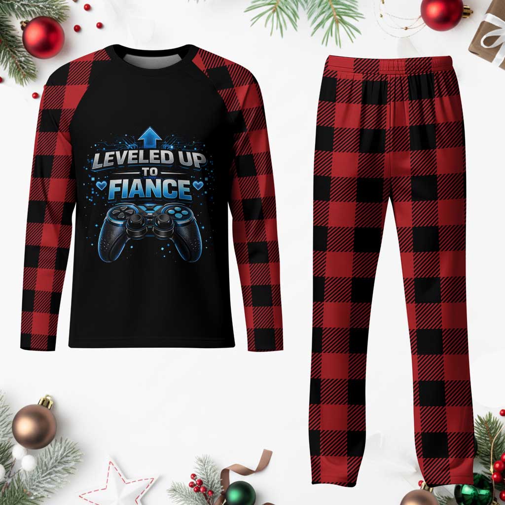 Leveled Up To Fiance Plaid Pajama Set Newly Engaged Gifts For Him Gamer