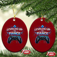 Leveled Up To Fiance Ceramic Ornament Newly Engaged Gifts For Him Gamer
