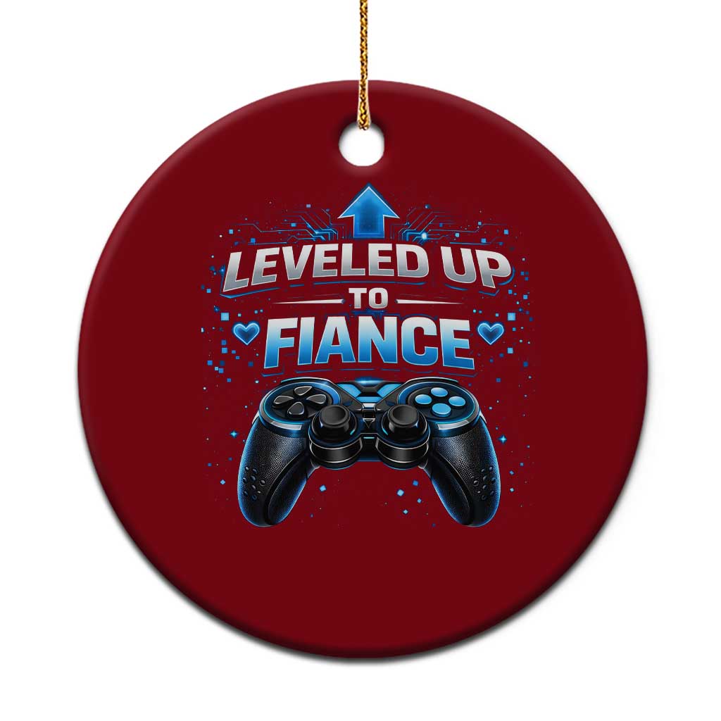 Leveled Up To Fiance Ceramic Ornament Newly Engaged Gifts For Him Gamer