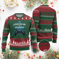 Leveled Up To Fiance Ugly Christmas Sweater Newly Engaged Gifts For Him Gamer