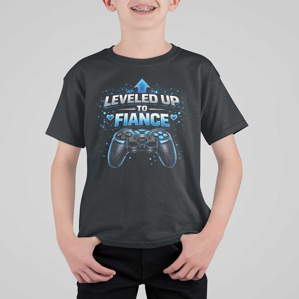 Leveled Up To Fiance T Shirt For Kid Newly Engaged Gifts For Him Gamer