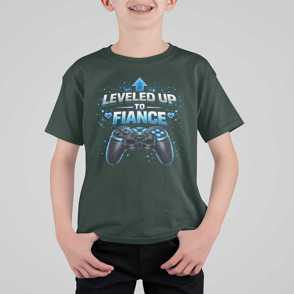 Leveled Up To Fiance T Shirt For Kid Newly Engaged Gifts For Him Gamer