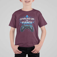 Leveled Up To Fiance T Shirt For Kid Newly Engaged Gifts For Him Gamer