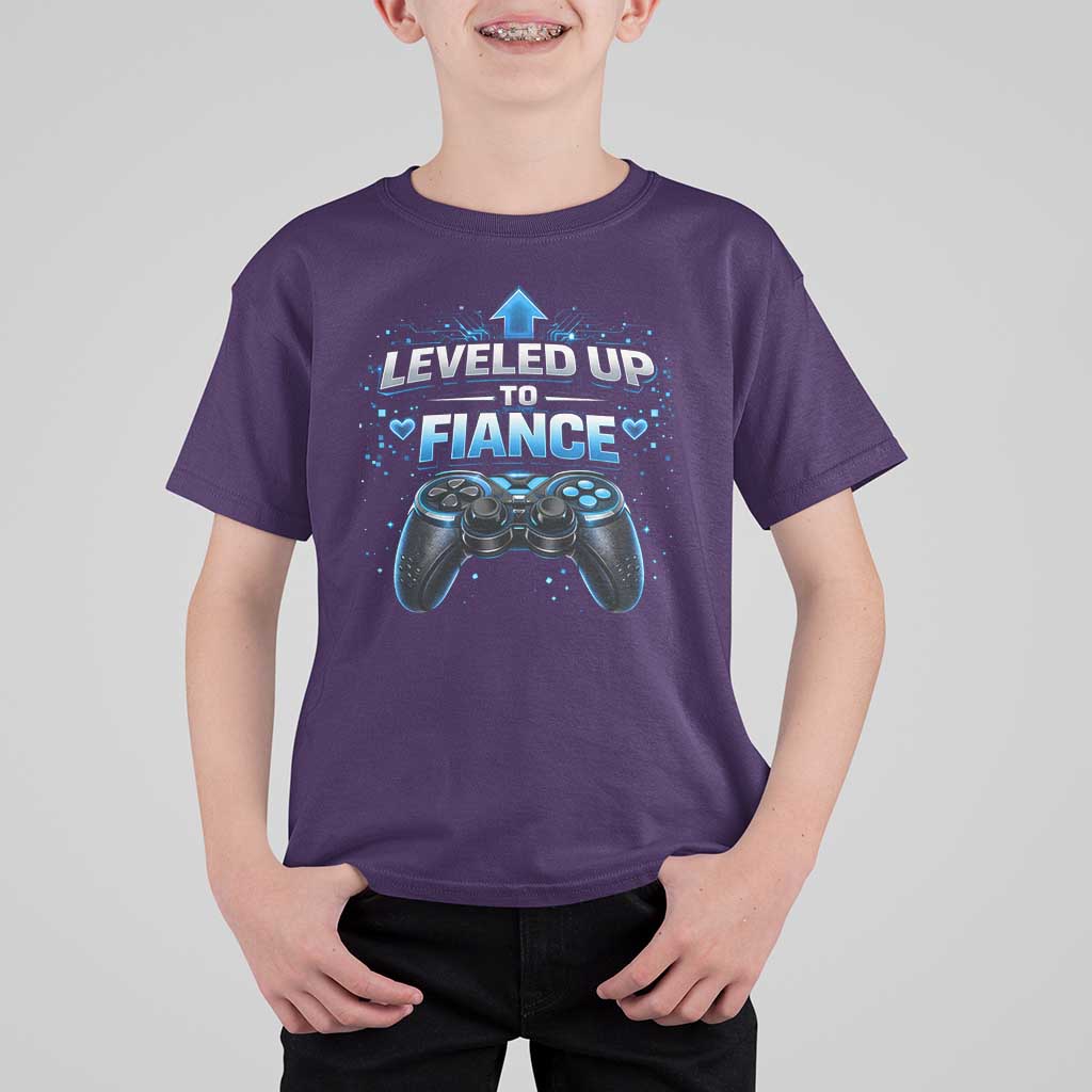 Leveled Up To Fiance T Shirt For Kid Newly Engaged Gifts For Him Gamer