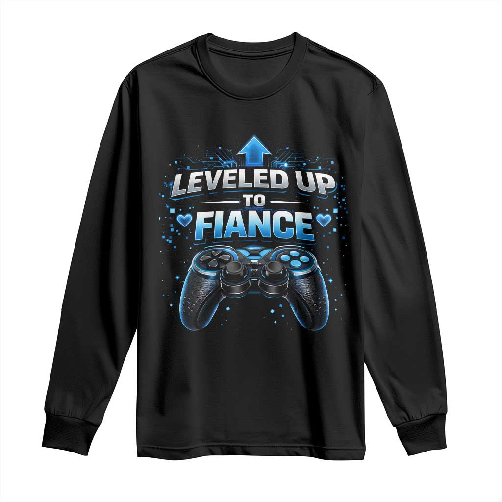 Leveled Up To Fiance Long Sleeve Shirt Newly Engaged Gifts For Him Gamer