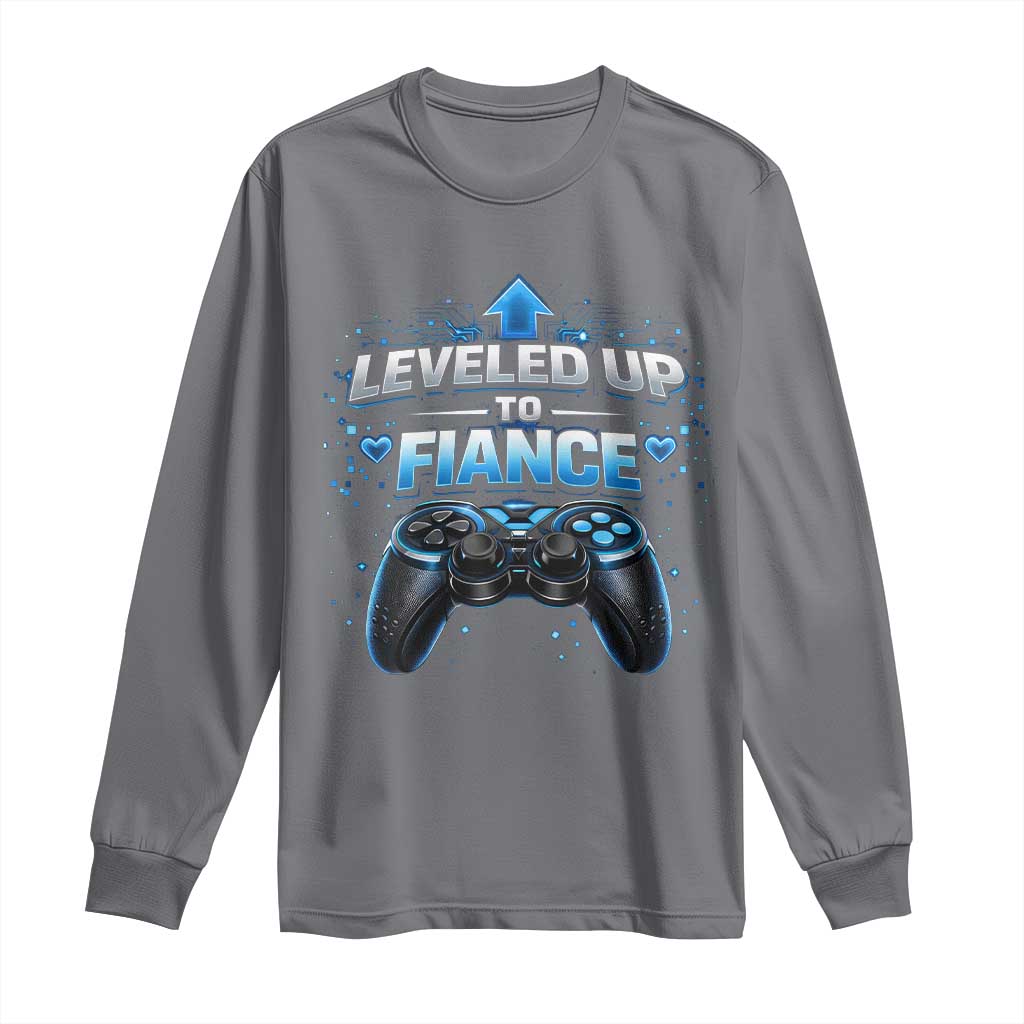 Leveled Up To Fiance Long Sleeve Shirt Newly Engaged Gifts For Him Gamer