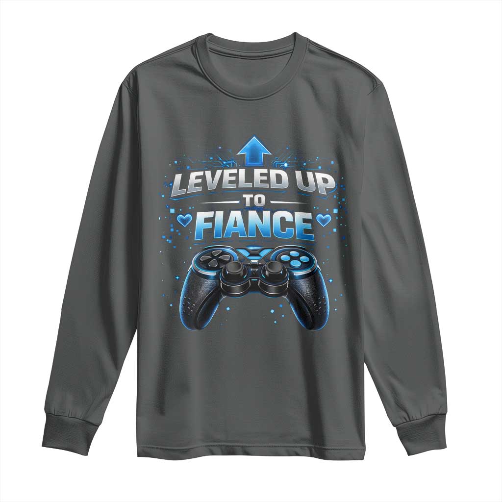 Leveled Up To Fiance Long Sleeve Shirt Newly Engaged Gifts For Him Gamer