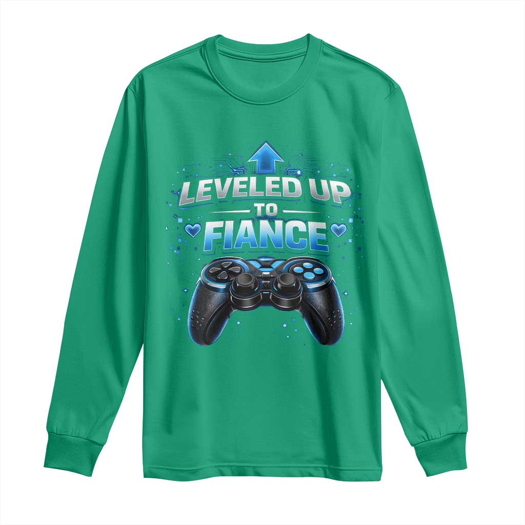 Leveled Up To Fiance Long Sleeve Shirt Newly Engaged Gifts For Him Gamer