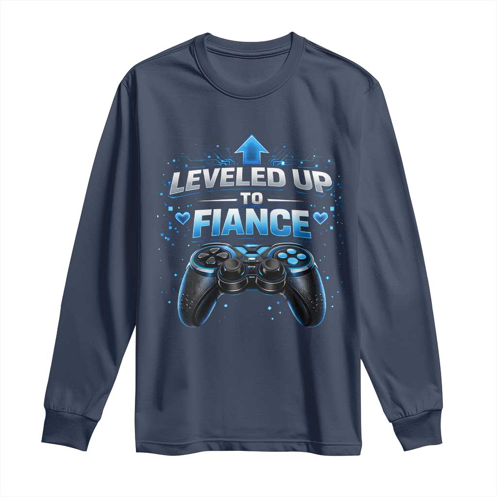 Leveled Up To Fiance Long Sleeve Shirt Newly Engaged Gifts For Him Gamer