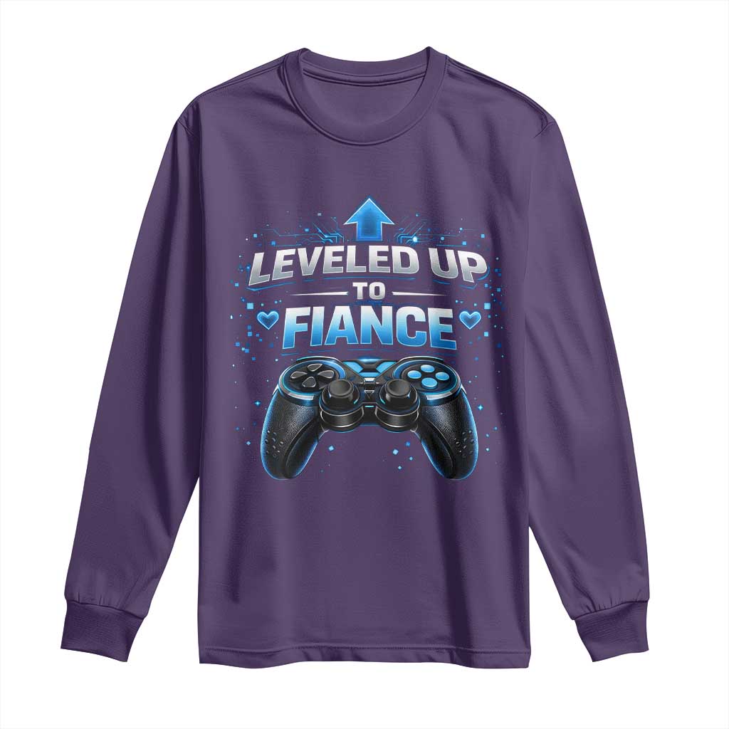 Leveled Up To Fiance Long Sleeve Shirt Newly Engaged Gifts For Him Gamer