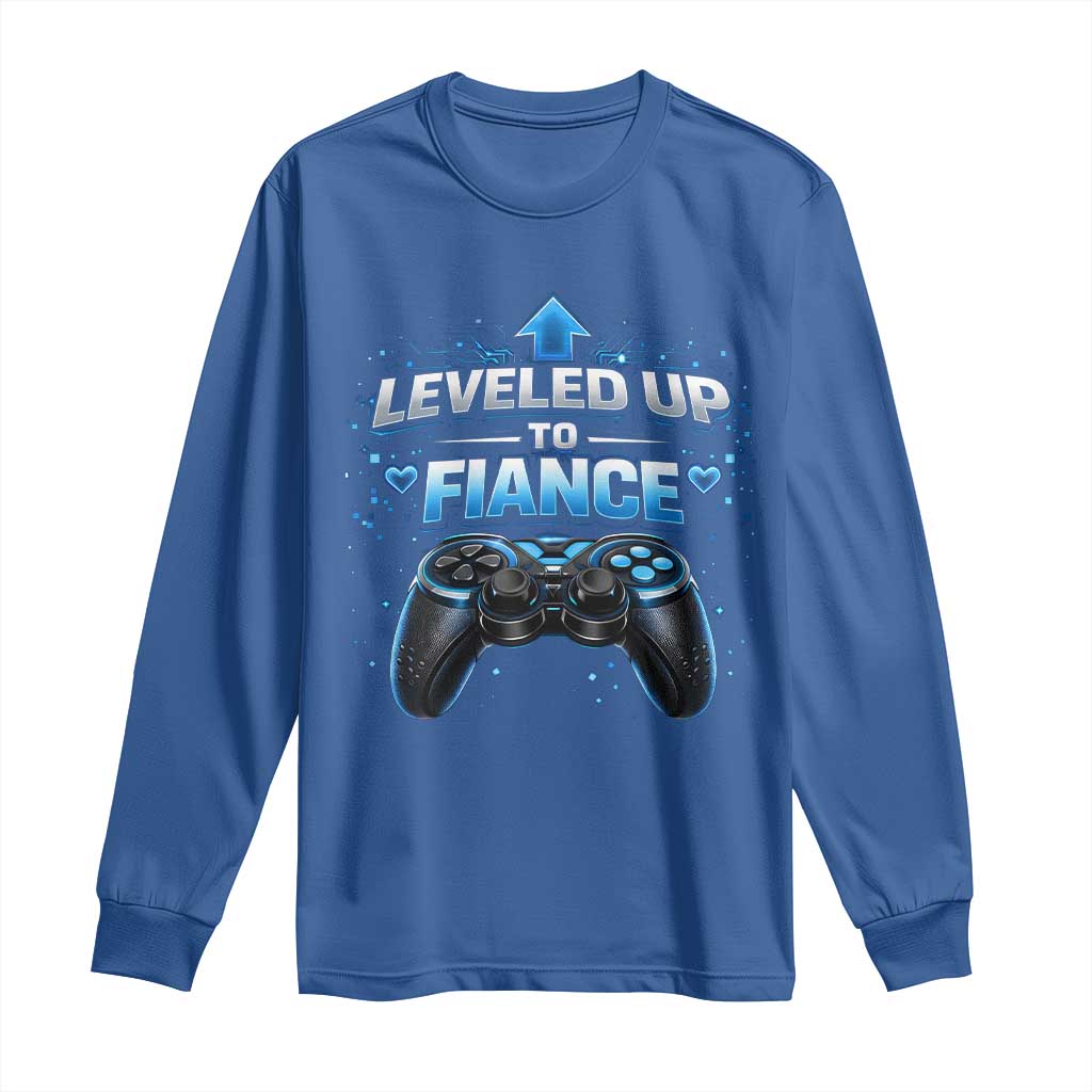 Leveled Up To Fiance Long Sleeve Shirt Newly Engaged Gifts For Him Gamer