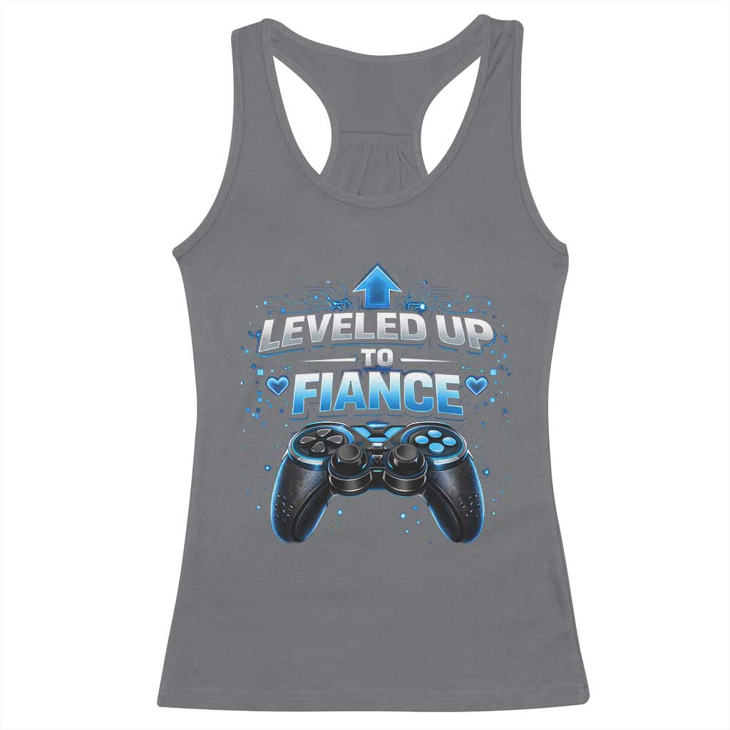 Leveled Up To Fiance Racerback Tank Top Newly Engaged Gifts For Him Gamer
