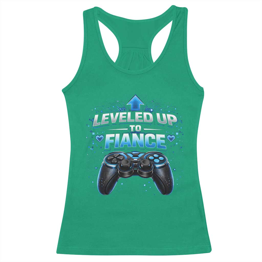 Leveled Up To Fiance Racerback Tank Top Newly Engaged Gifts For Him Gamer