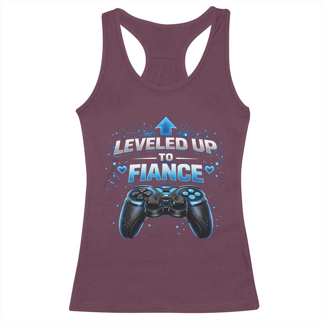 Leveled Up To Fiance Racerback Tank Top Newly Engaged Gifts For Him Gamer