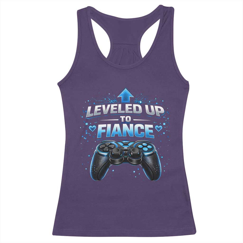 Leveled Up To Fiance Racerback Tank Top Newly Engaged Gifts For Him Gamer