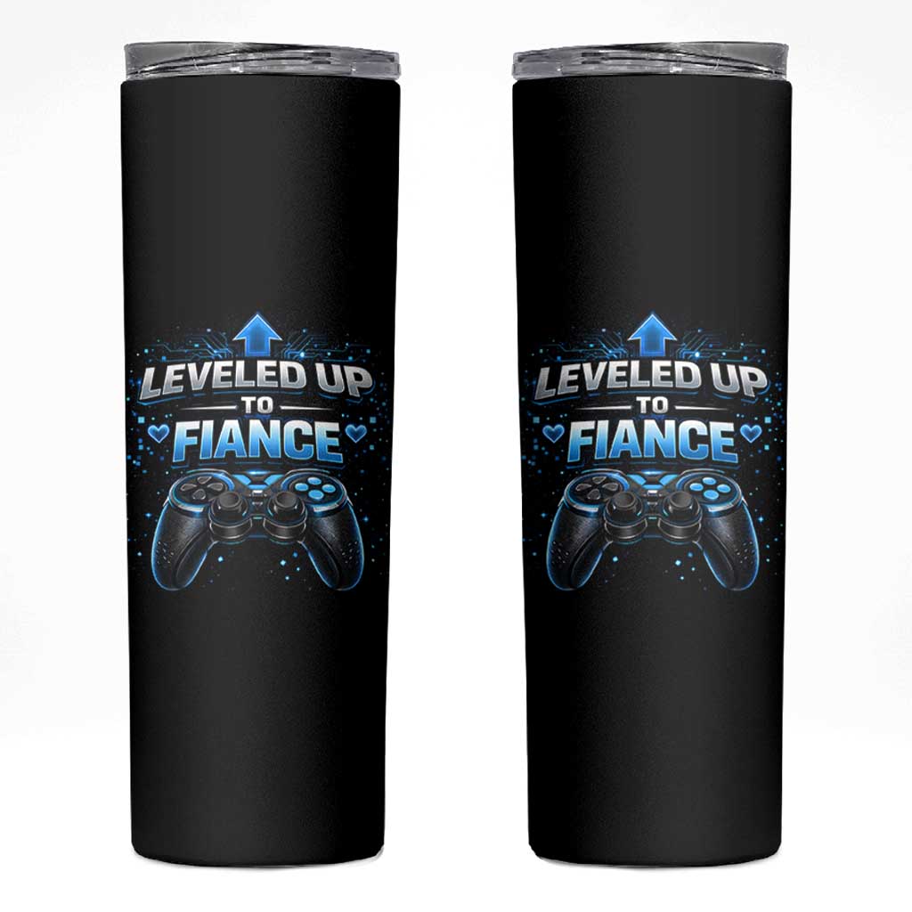 Leveled Up To Fiance Skinny Tumbler Newly Engaged Gifts For Him Gamer