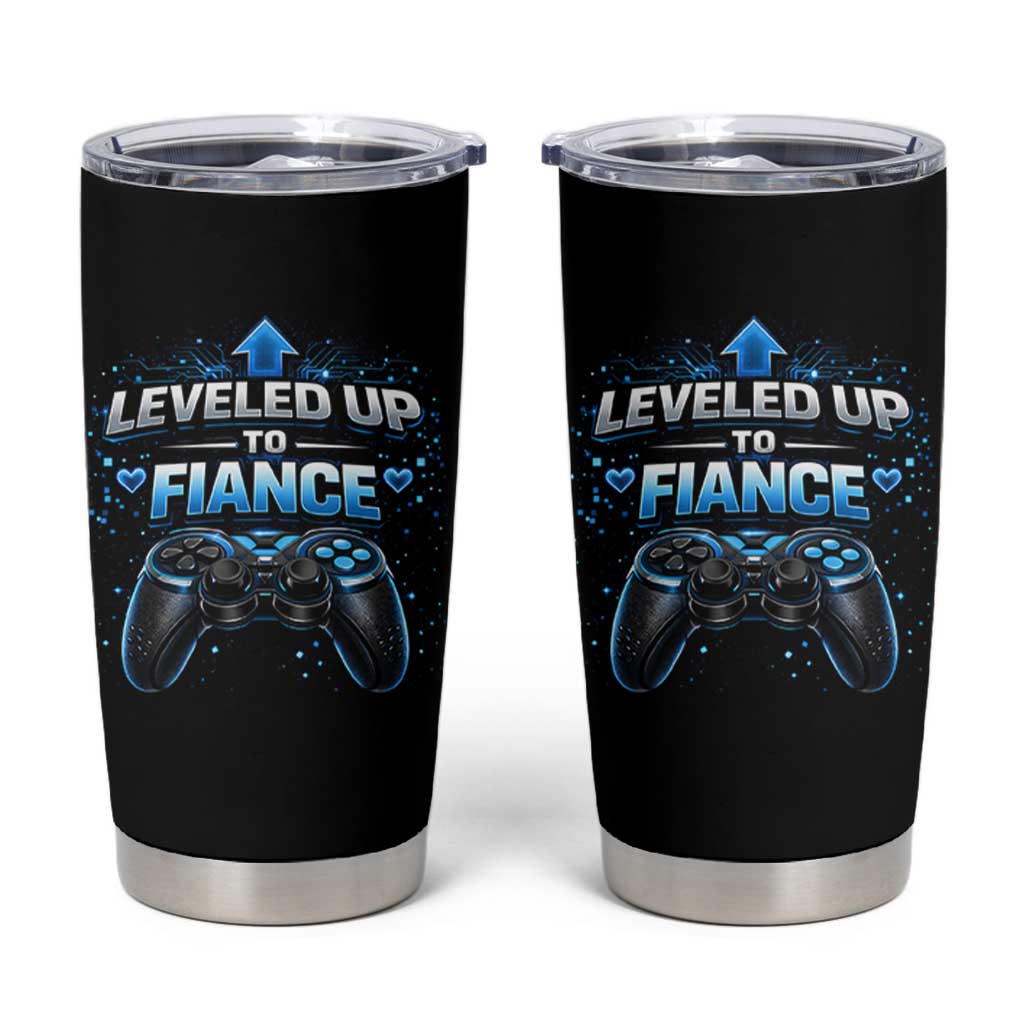 Leveled Up To Fiance Tumbler Cup Newly Engaged Gifts For Him Gamer