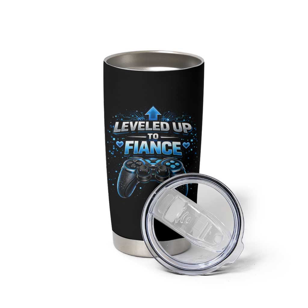Leveled Up To Fiance Tumbler Cup Newly Engaged Gifts For Him Gamer