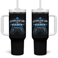 Leveled Up To Fiance Tumbler With Handle Newly Engaged Gifts For Him Gamer