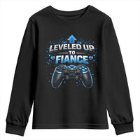 Leveled Up To Fiance Youth Sweatshirt Newly Engaged Gifts For Him Gamer