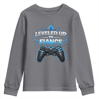 Leveled Up To Fiance Youth Sweatshirt Newly Engaged Gifts For Him Gamer