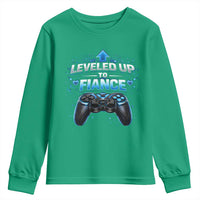 Leveled Up To Fiance Youth Sweatshirt Newly Engaged Gifts For Him Gamer