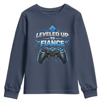 Leveled Up To Fiance Youth Sweatshirt Newly Engaged Gifts For Him Gamer
