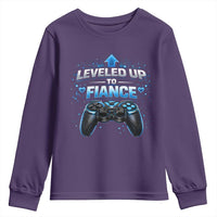 Leveled Up To Fiance Youth Sweatshirt Newly Engaged Gifts For Him Gamer
