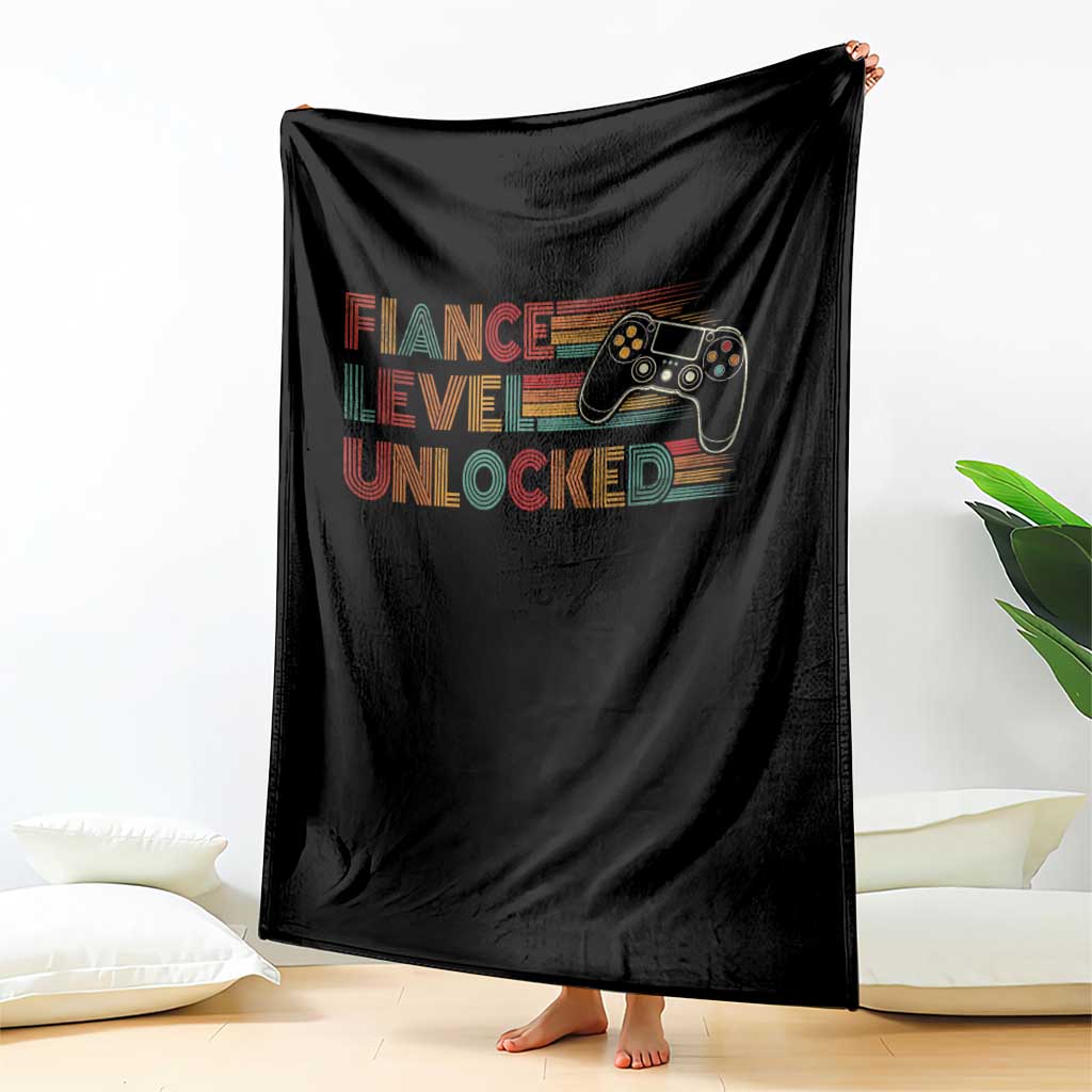 Fiance Level Unlocked Throw Blanket Retro Engaged Gifts For Him Gamer