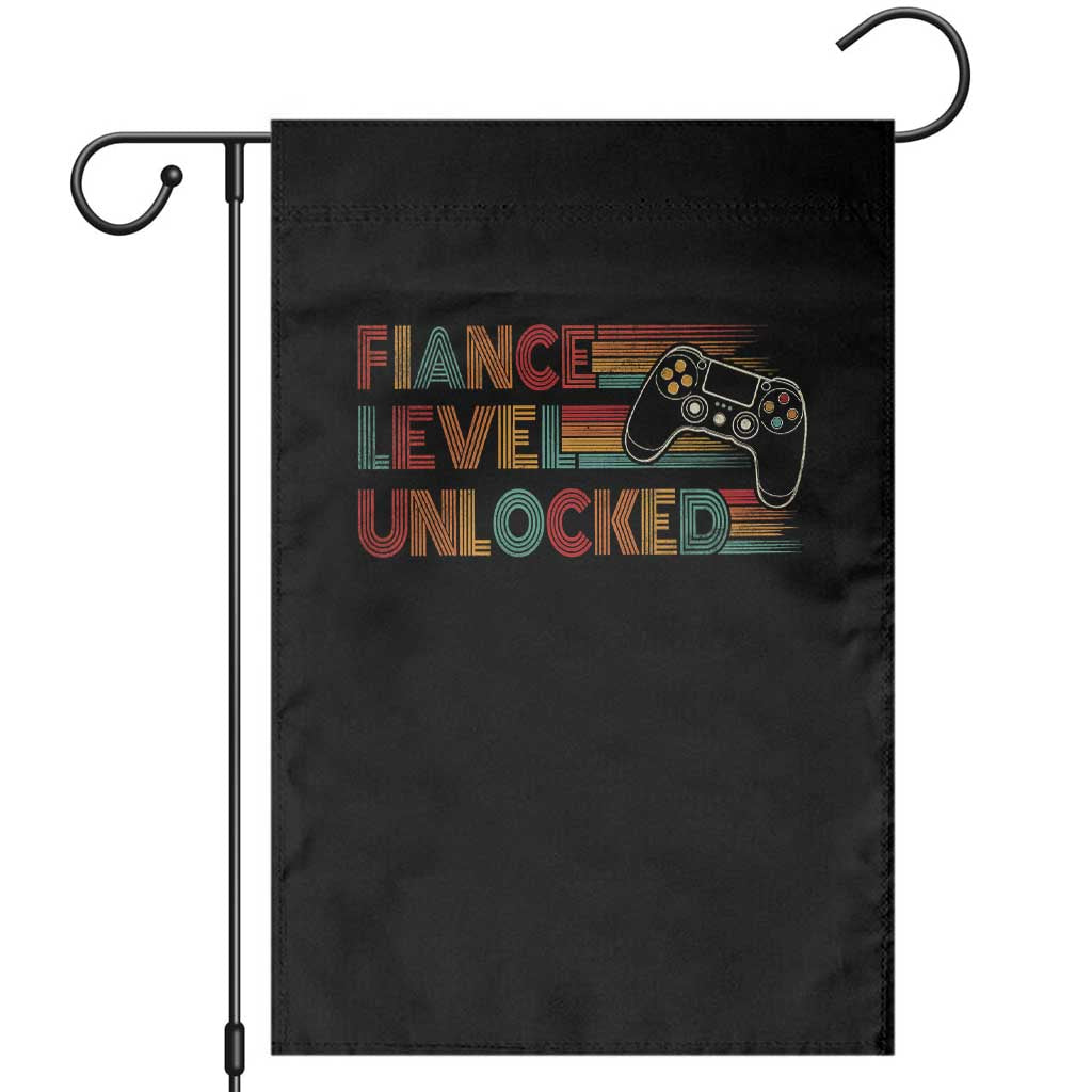 Fiance Level Unlocked Garden Flag Retro Engaged Gifts For Him Gamer