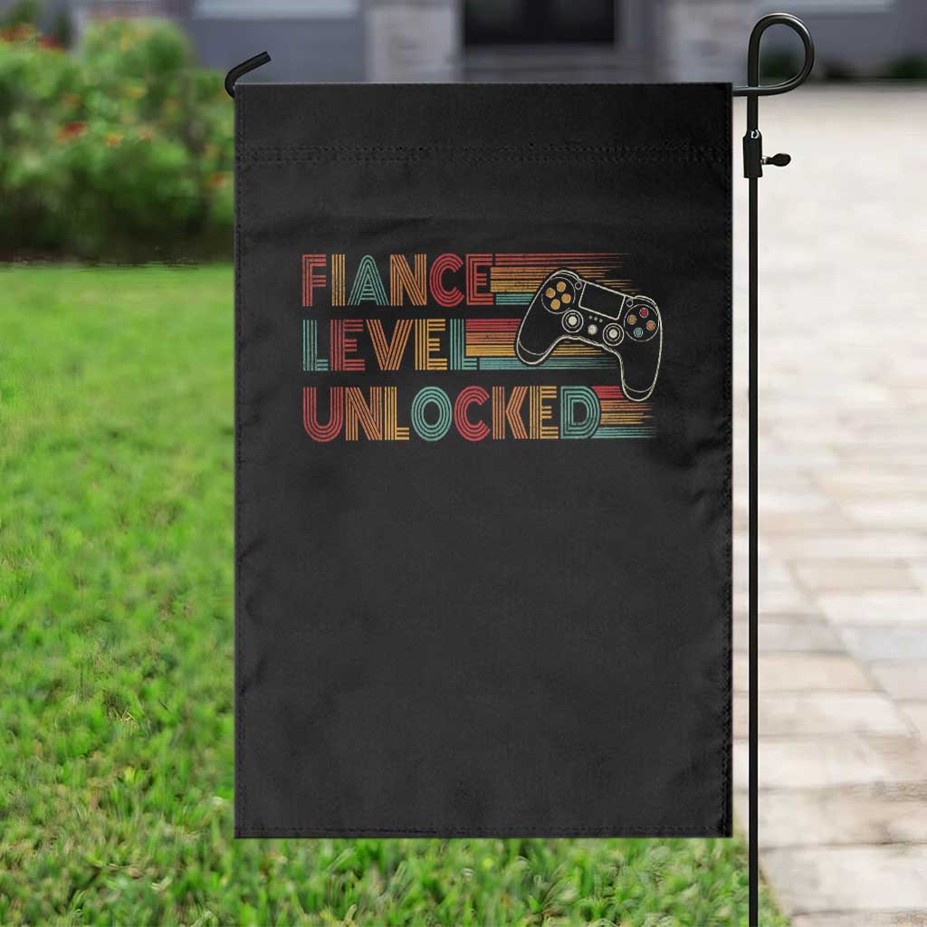 Fiance Level Unlocked Garden Flag Retro Engaged Gifts For Him Gamer