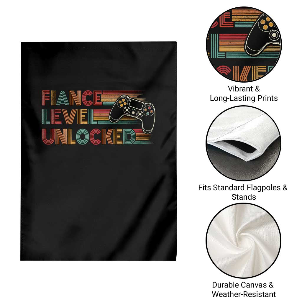 Fiance Level Unlocked Garden Flag Retro Engaged Gifts For Him Gamer