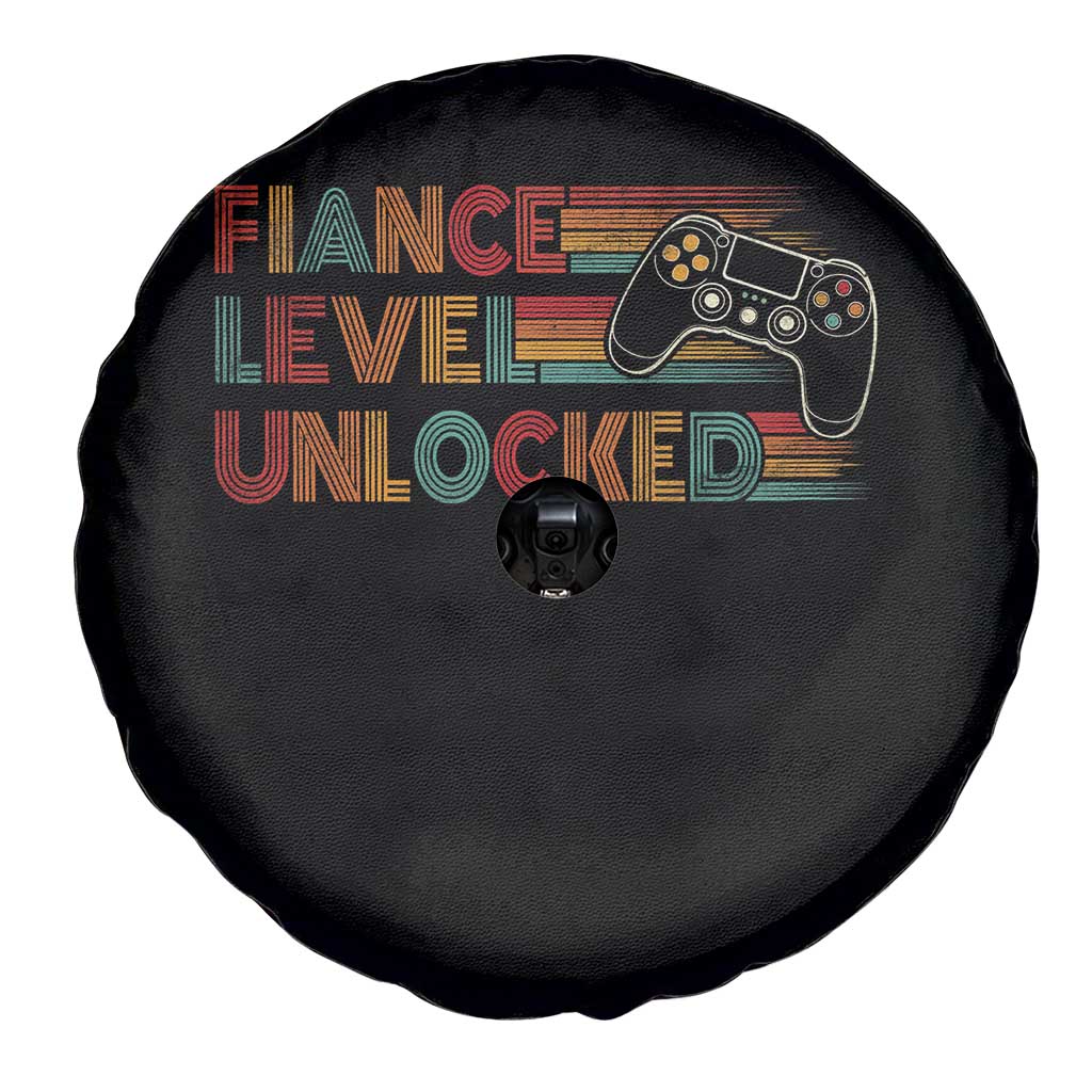 Fiance Level Unlocked Spare Tire Cover Retro Engaged Gifts For Him Gamer