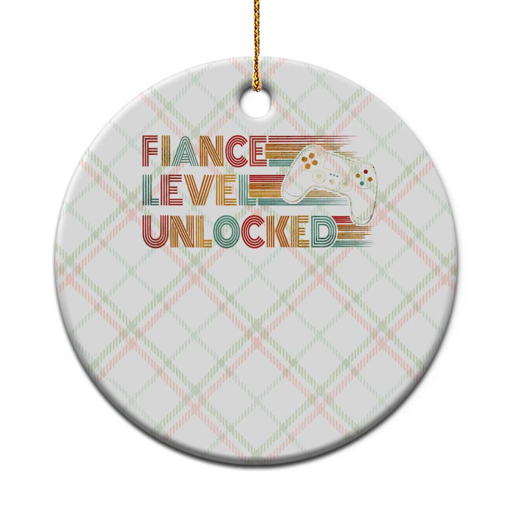 Fiance Level Unlocked Ceramic Ornament Retro Engaged Gifts For Him Gamer