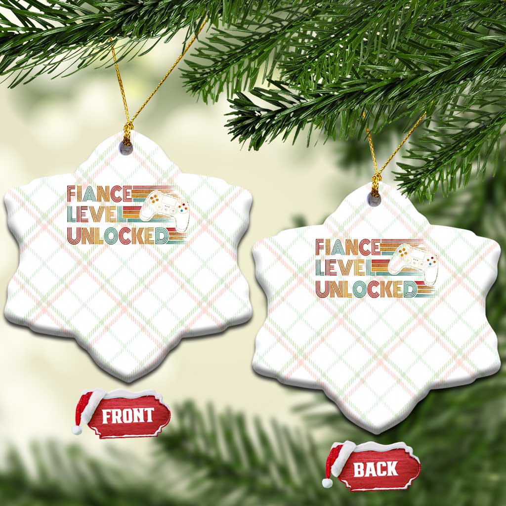 Fiance Level Unlocked Ceramic Ornament Retro Engaged Gifts For Him Gamer