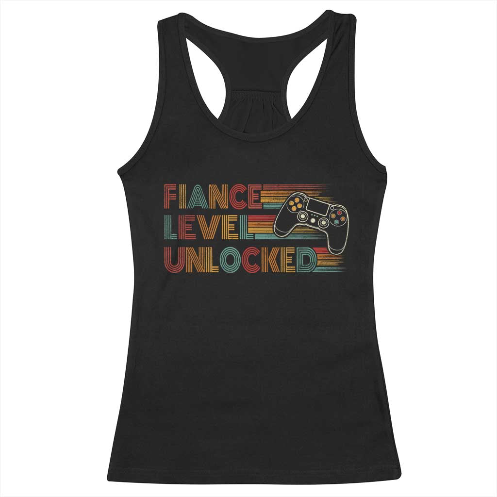 Fiance Level Unlocked Racerback Tank Top Retro Engaged Gifts For Him Gamer