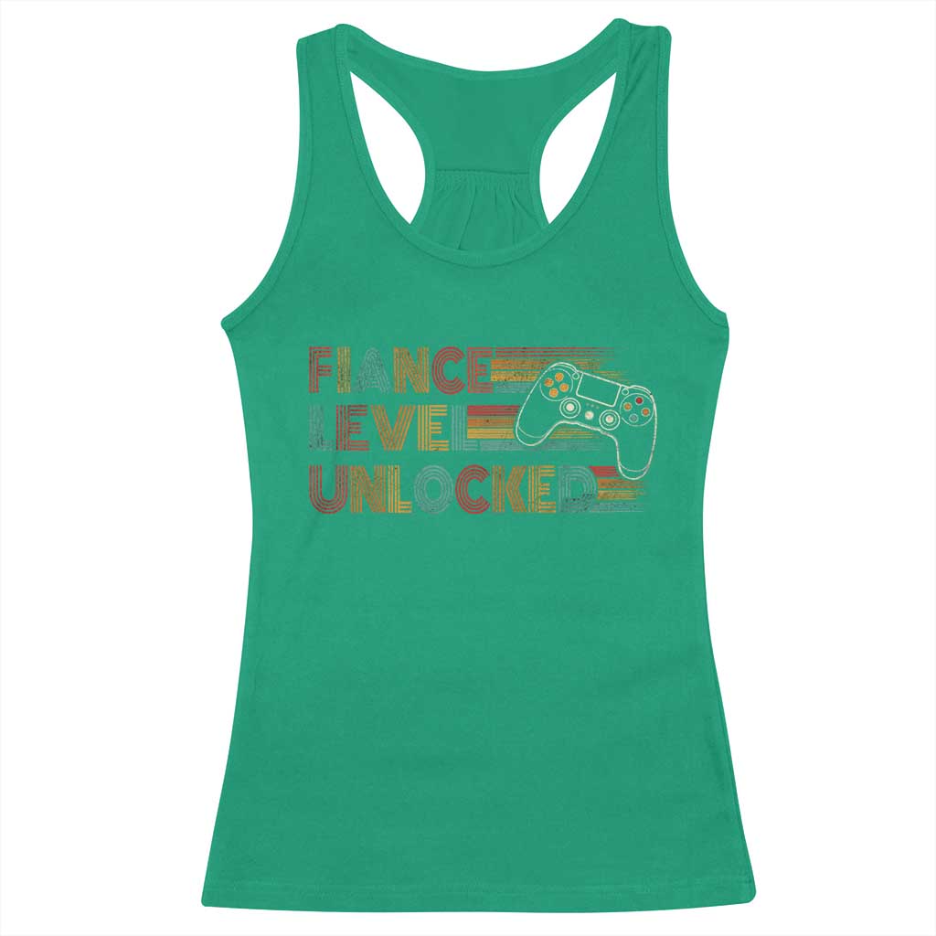 Fiance Level Unlocked Racerback Tank Top Retro Engaged Gifts For Him Gamer