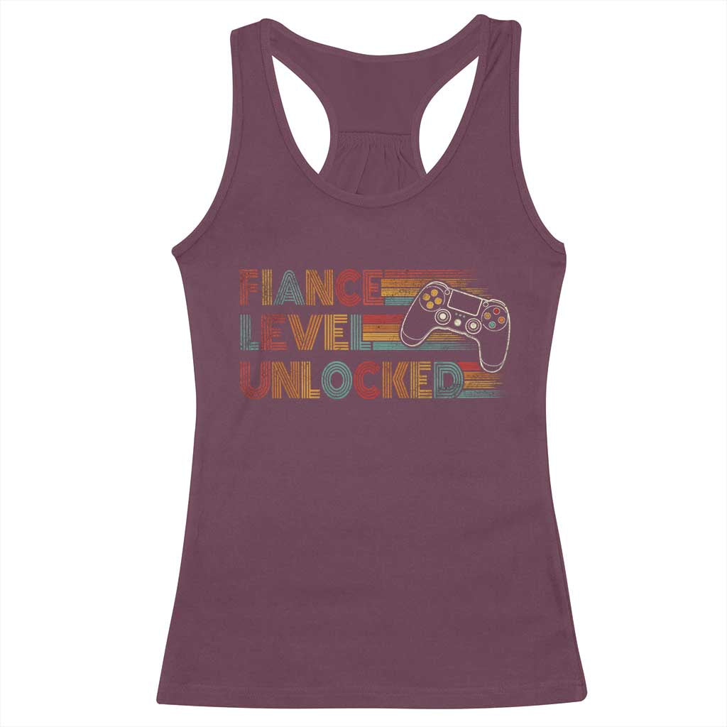 Fiance Level Unlocked Racerback Tank Top Retro Engaged Gifts For Him Gamer