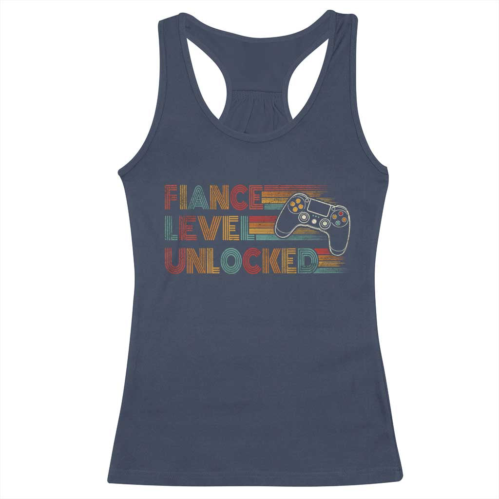 Fiance Level Unlocked Racerback Tank Top Retro Engaged Gifts For Him Gamer