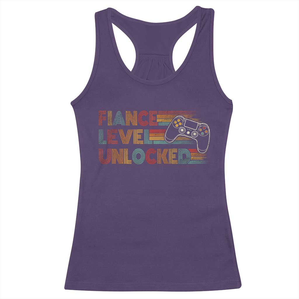 Fiance Level Unlocked Racerback Tank Top Retro Engaged Gifts For Him Gamer