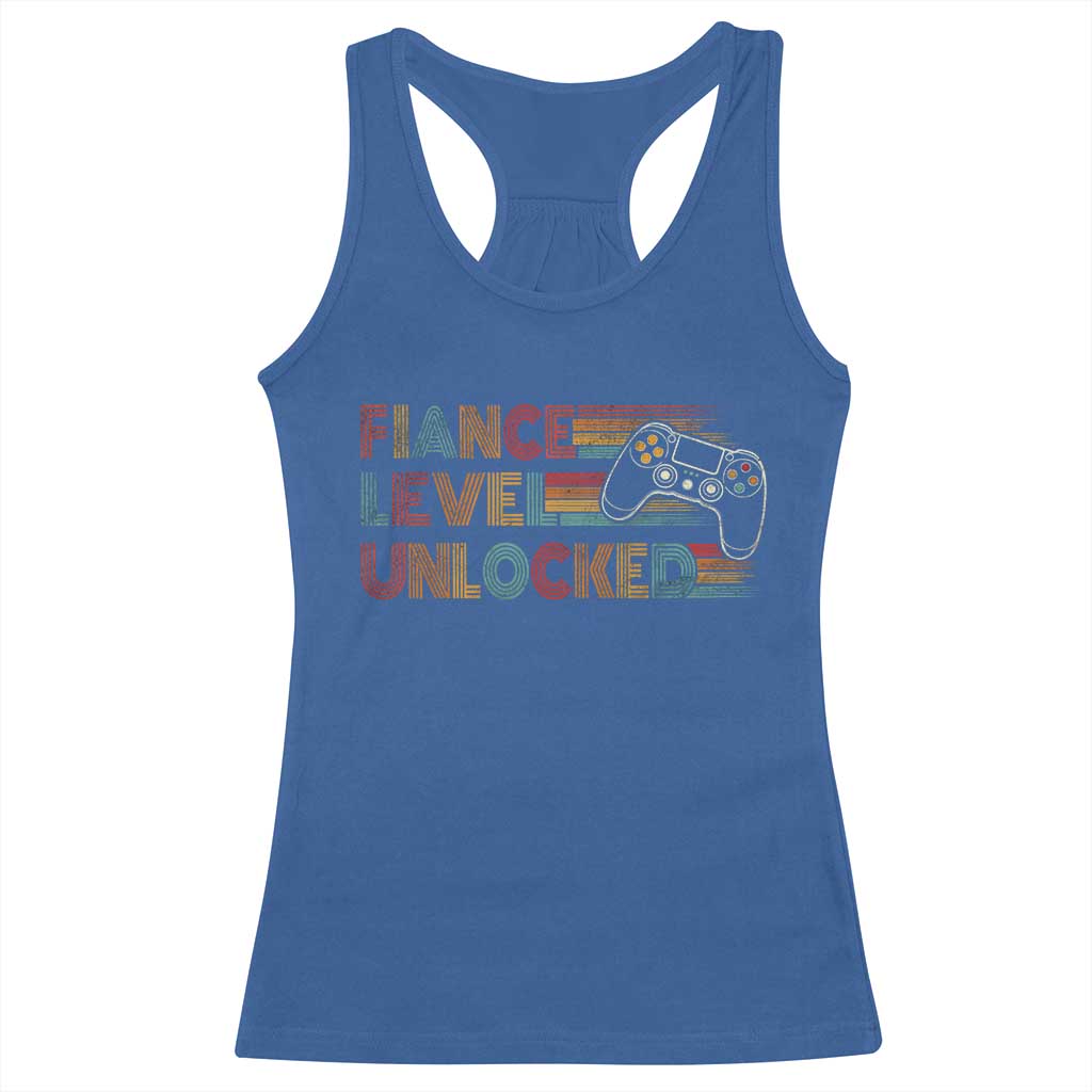 Fiance Level Unlocked Racerback Tank Top Retro Engaged Gifts For Him Gamer