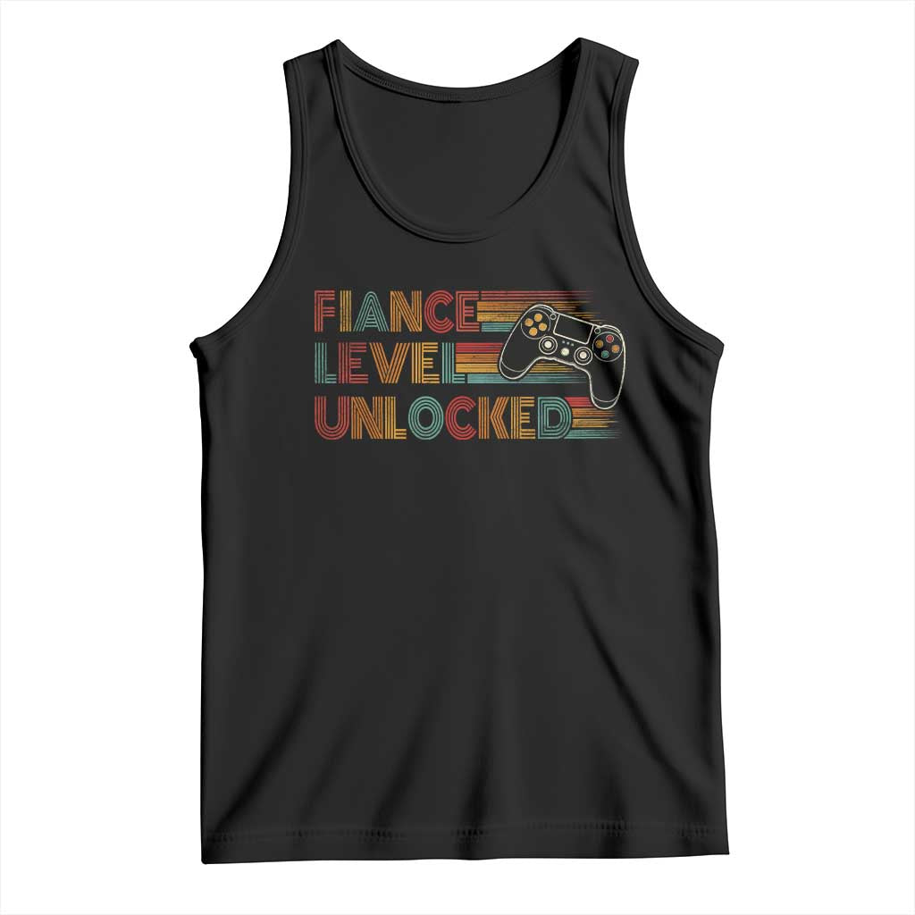 Fiance Level Unlocked Tank Top Retro Engaged Gifts For Him Gamer