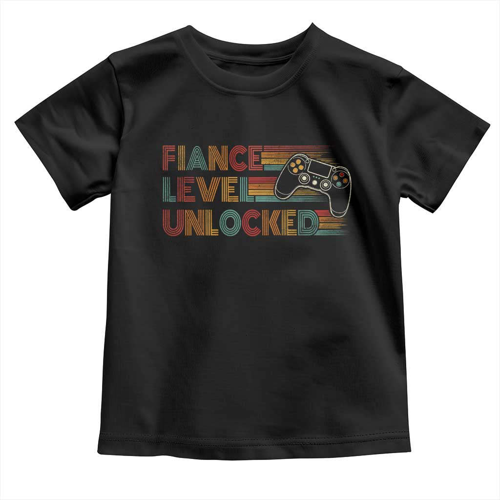 Fiance Level Unlocked Toddler T Shirt Retro Engaged Gifts For Him Gamer