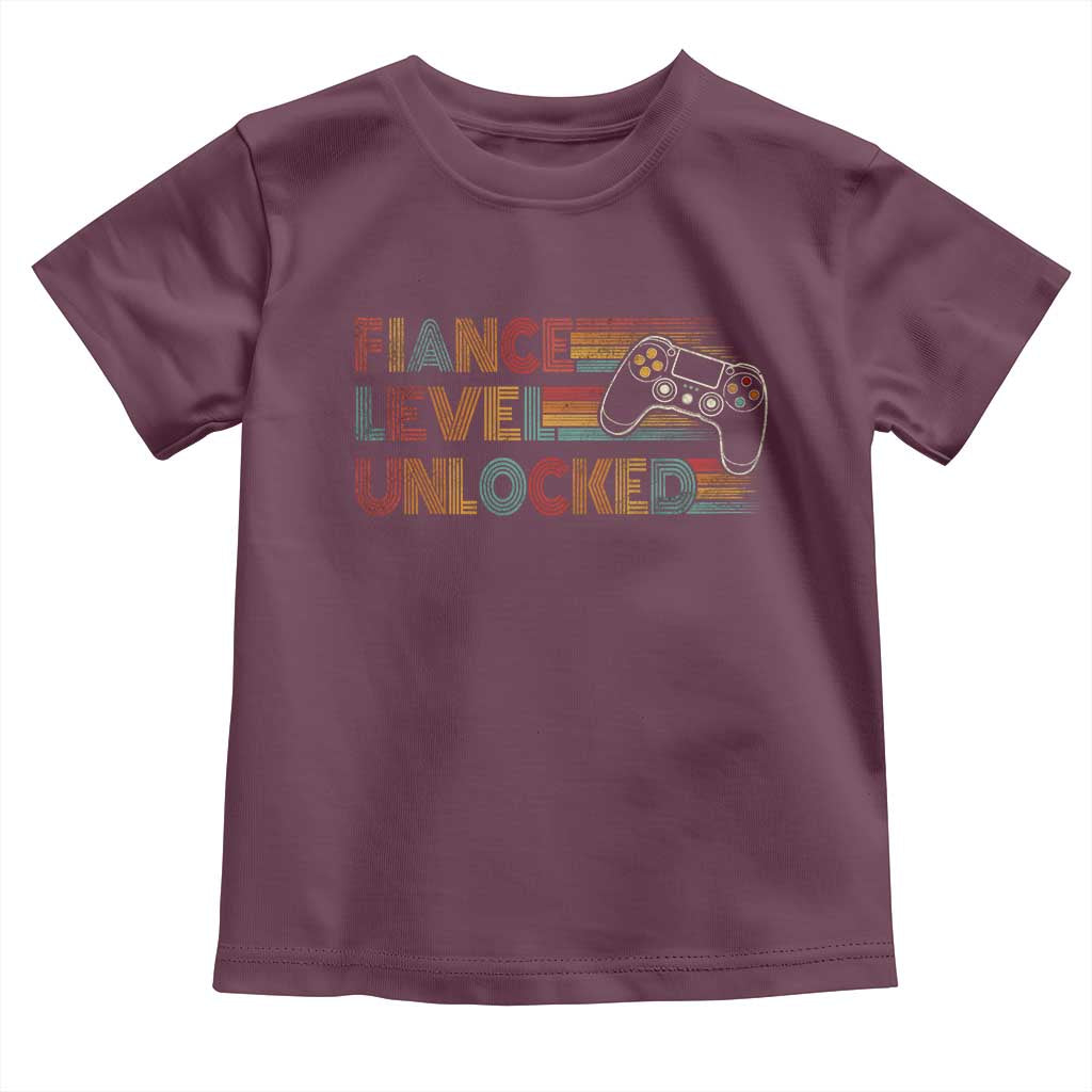 Fiance Level Unlocked Toddler T Shirt Retro Engaged Gifts For Him Gamer