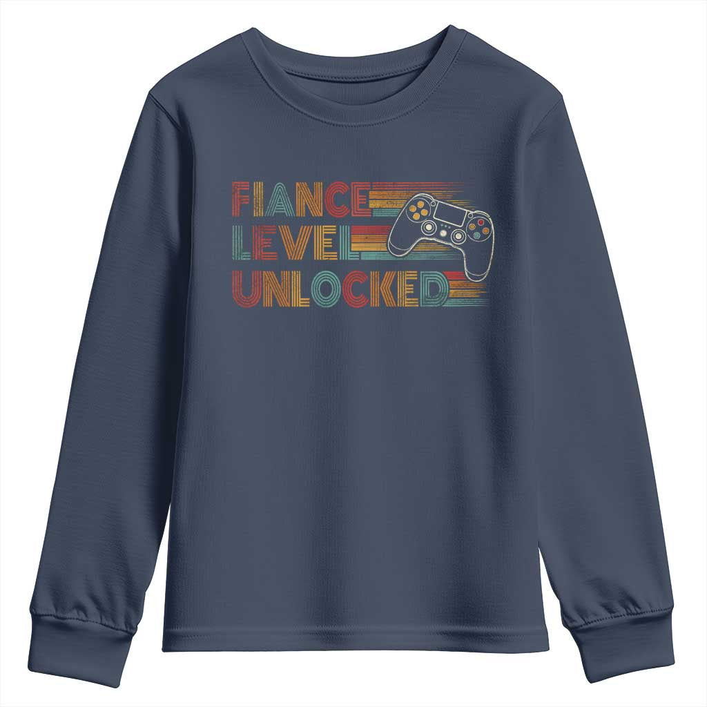 Fiance Level Unlocked Youth Sweatshirt Retro Engaged Gifts For Him Gamer