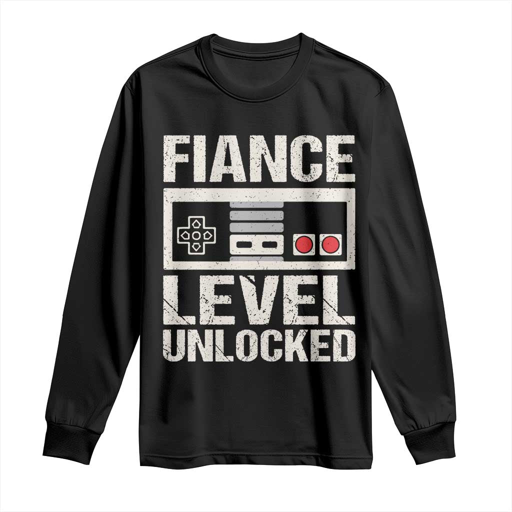 Leveled Fiance Unlocked Long Sleeve Shirt Engagement Gift For Fiancé Bachelor Party