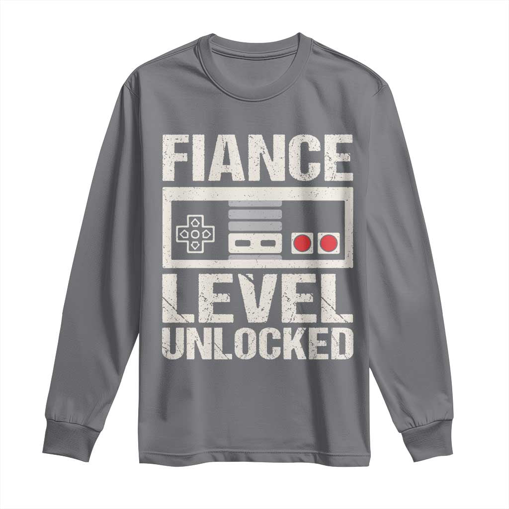 Leveled Fiance Unlocked Long Sleeve Shirt Engagement Gift For Fiancé Bachelor Party